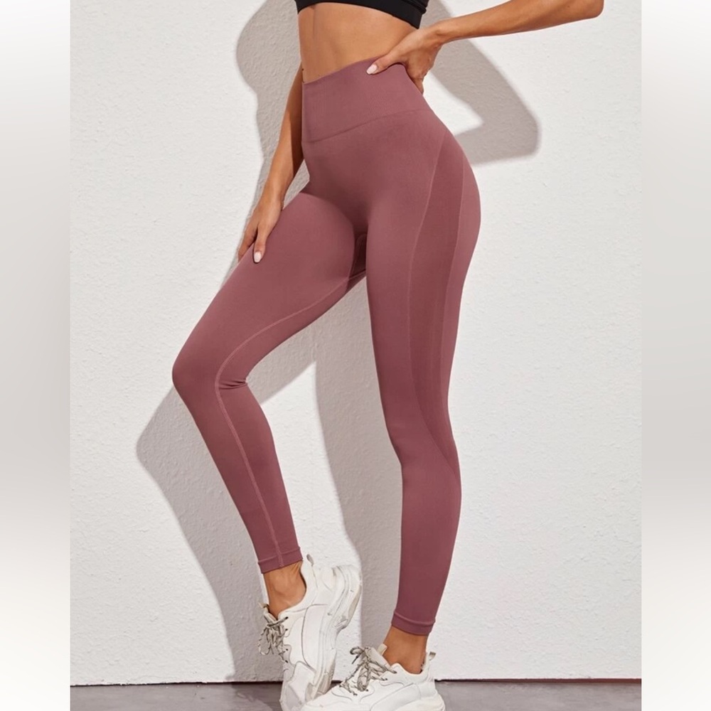 Seamless Wide Band Waist Crop Sports Leggings